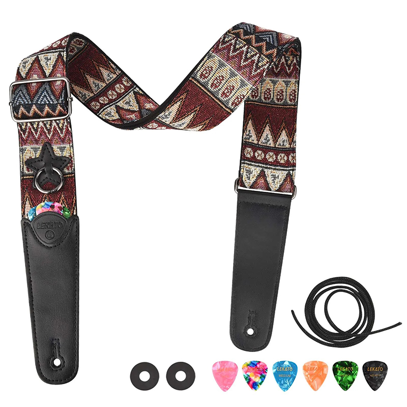 Tribal Vibes' Guitar Strap - Complete Set with Accessories