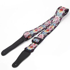 Vintage Guitar Strap with Psychedelic Flower Design