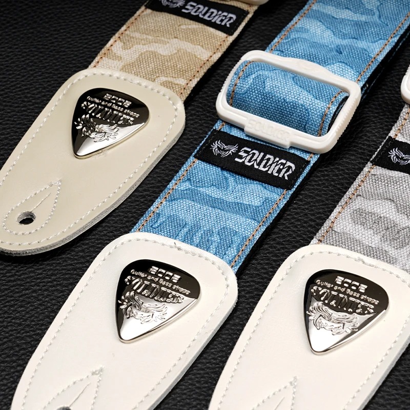 Guitar Strap with Colorful Patterns on Denim - 3 colors to choose from!