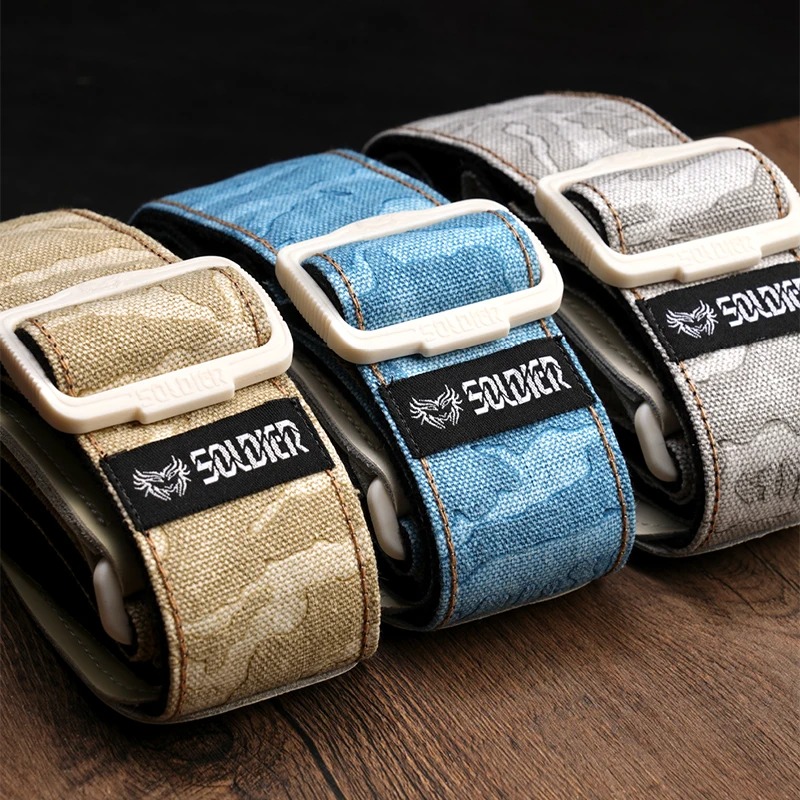 Guitar Strap with Colorful Patterns on Denim - 3 colors to choose from