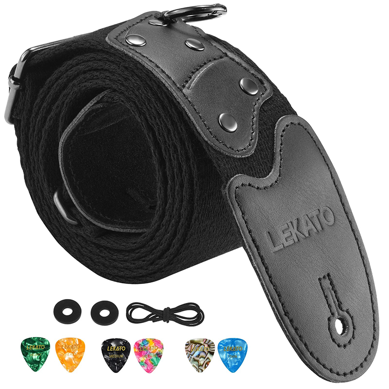 Guitar and Bass Strap with Hook Ring and Pick Pocket
