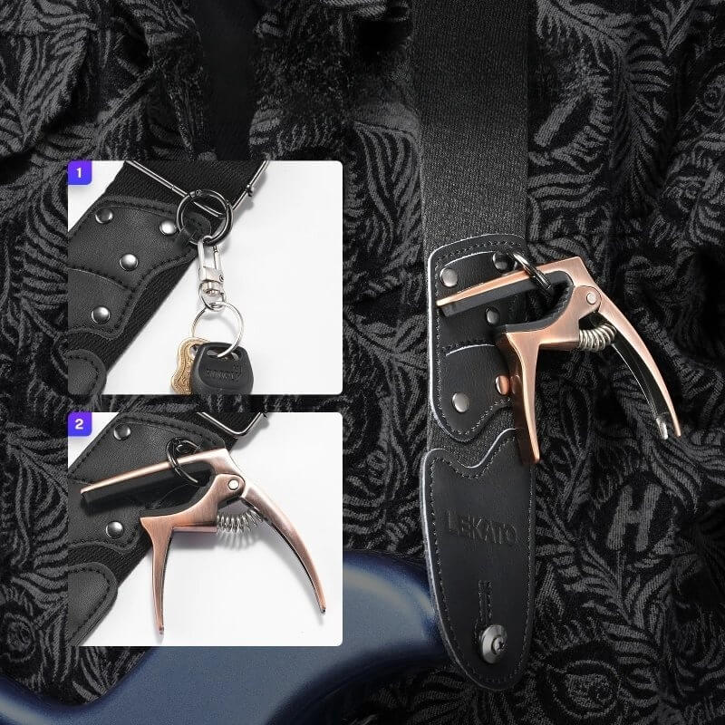 Guitar and Bass Strap with Hook Ring and Pick Pocket