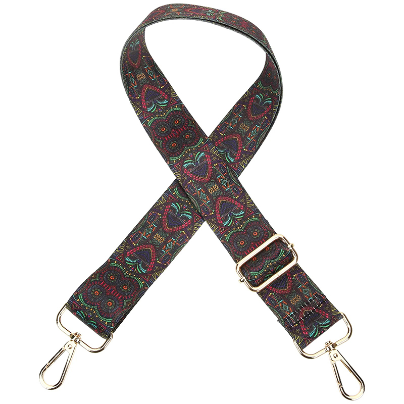 Full view of the Ethnic Banjo Strap in Heart Shape