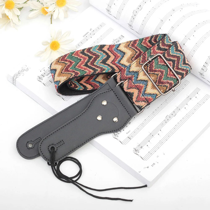 Magnificent Vintage Guitar Strap with Tribal Vibrations