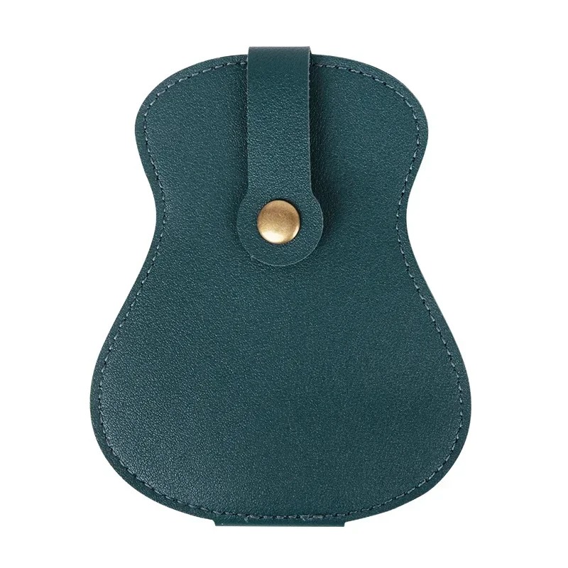 Green guitar-shaped pick case - capacity for 19 picks