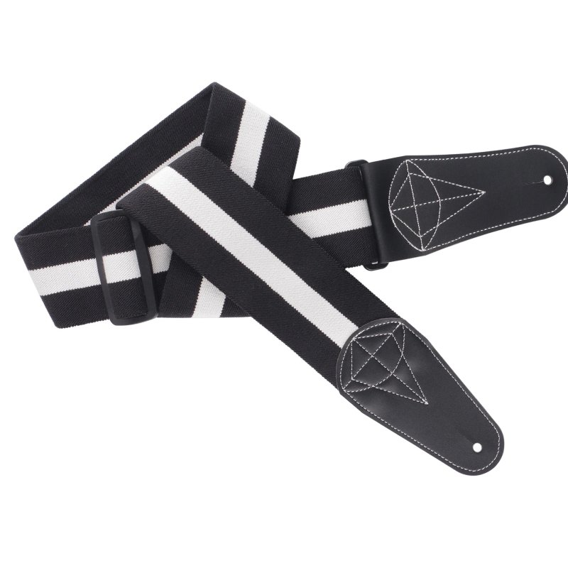 Full view of the 'Stripes Rock' Bass Guitar Strap - Classic and Energetic in black color