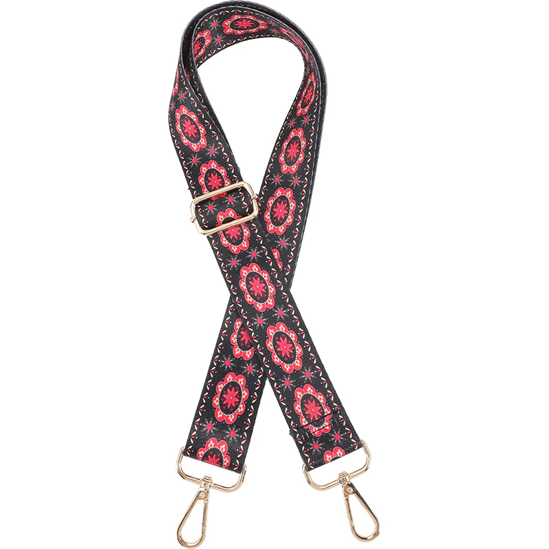 Detailed view of the Scarlet Rosette Banjo Strap