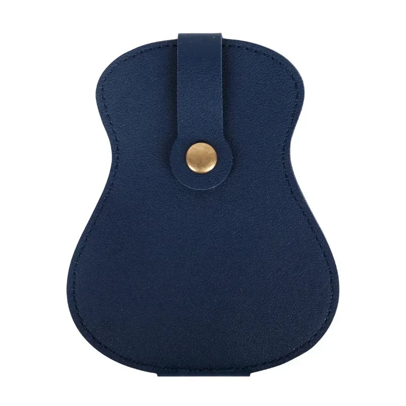 Navy blue guitar-shaped case for guitar picks - capacity of
