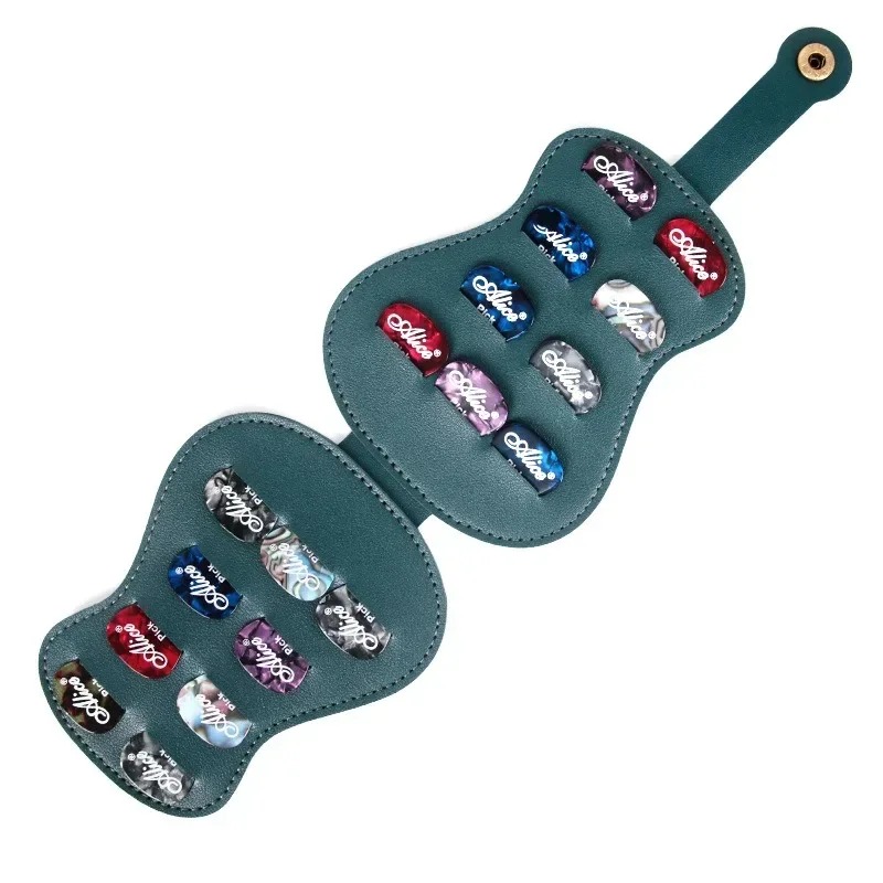 Guitar-shaped storage case for picks
