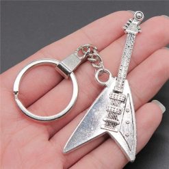 Details of the Flying V electric guitar keychain