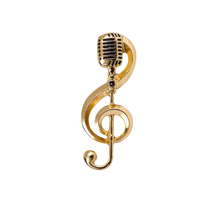 Details of the Micro Enamel Musical Note Pin in gold color