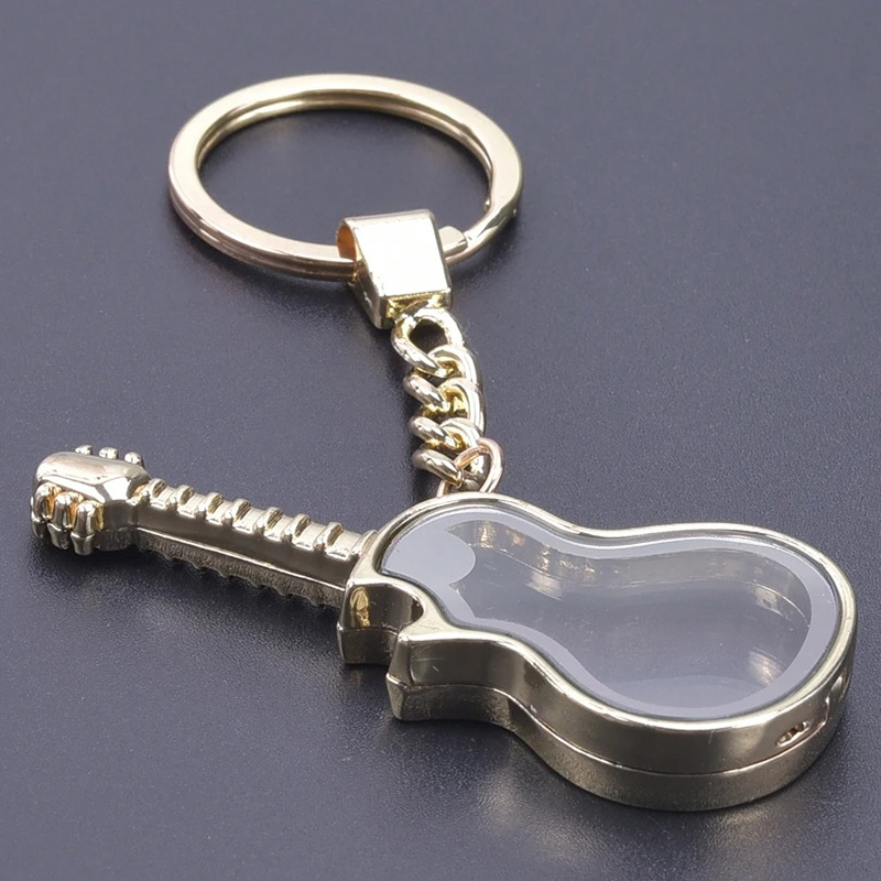 Customizable glass electric guitar keychain - 3 colors - gold color