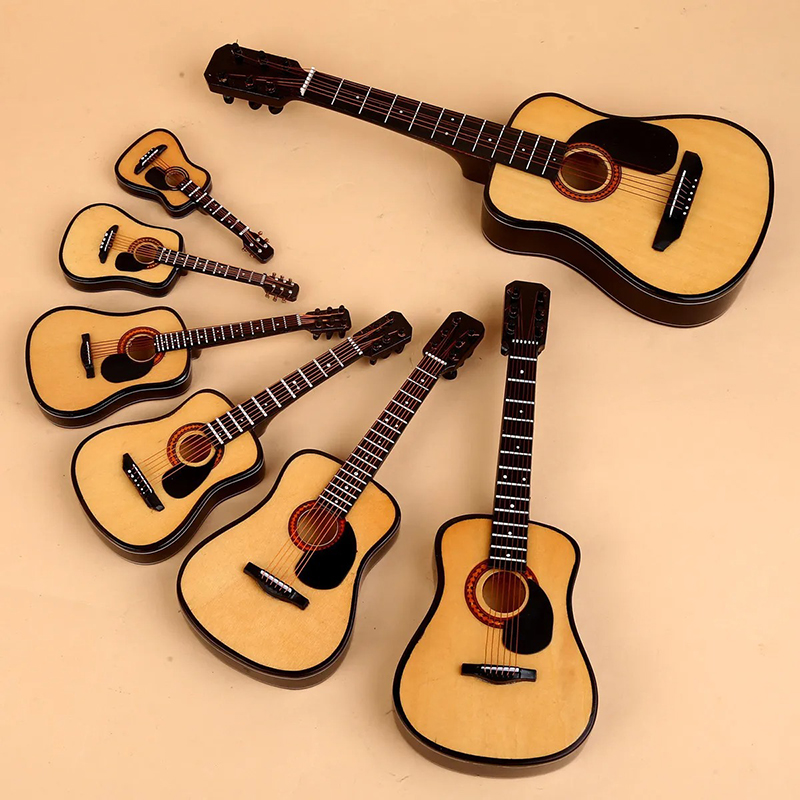 Different sizes of miniature acoustic guitar with case and guitar stand - 3 sizes - 5 colors!