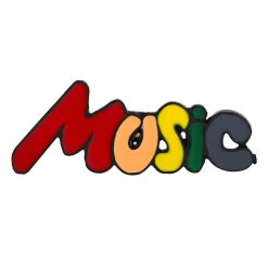 Enamel pins in color with the inscription MUSIC