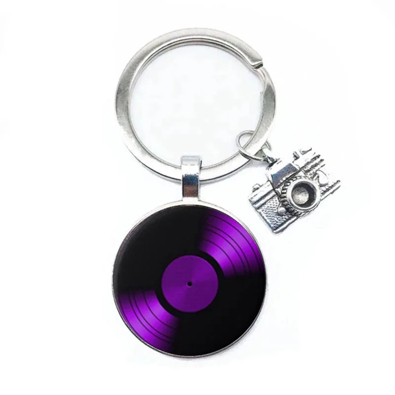 Retro Vinyl Keychain in Violet Melody Color