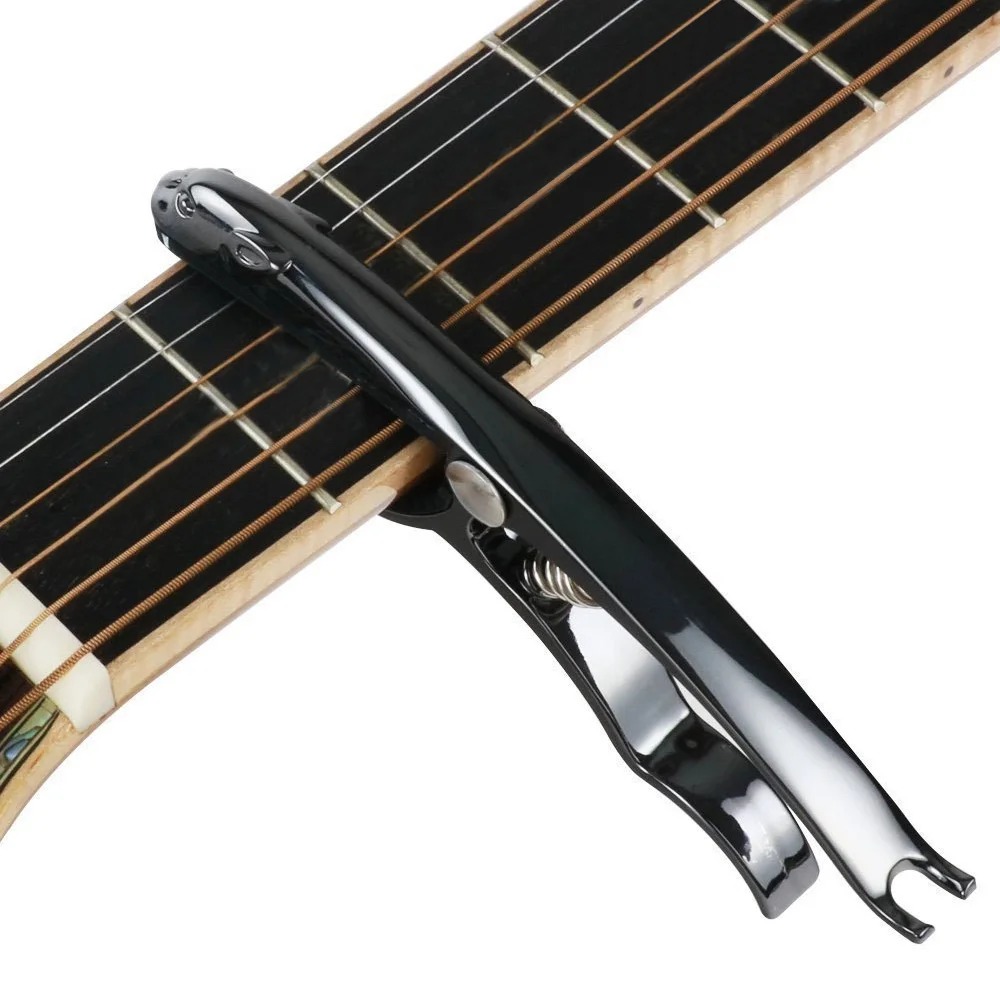 A black leopard-shaped capo made of zinc alloy metal