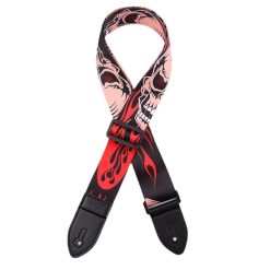 Metal Guitar Strap with Scarlet Flames