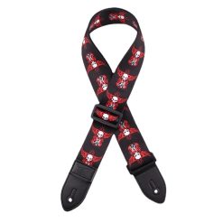 Guitar Strap with Skull Head and Flaming Wings