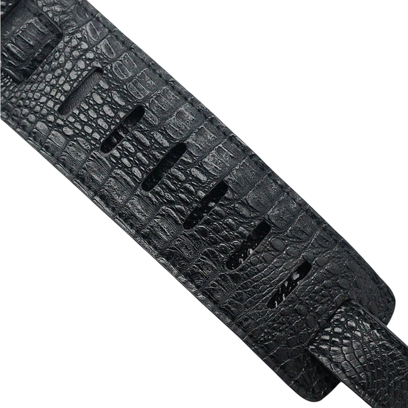Detailed view of the Prestige Crocodile PU Leather Guitar Strap