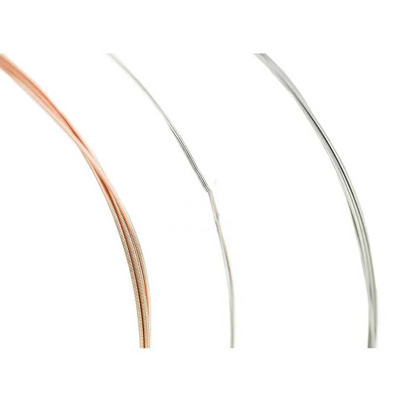 Detailed view of banjo strings with hexagonal core - For performance, bright sound
