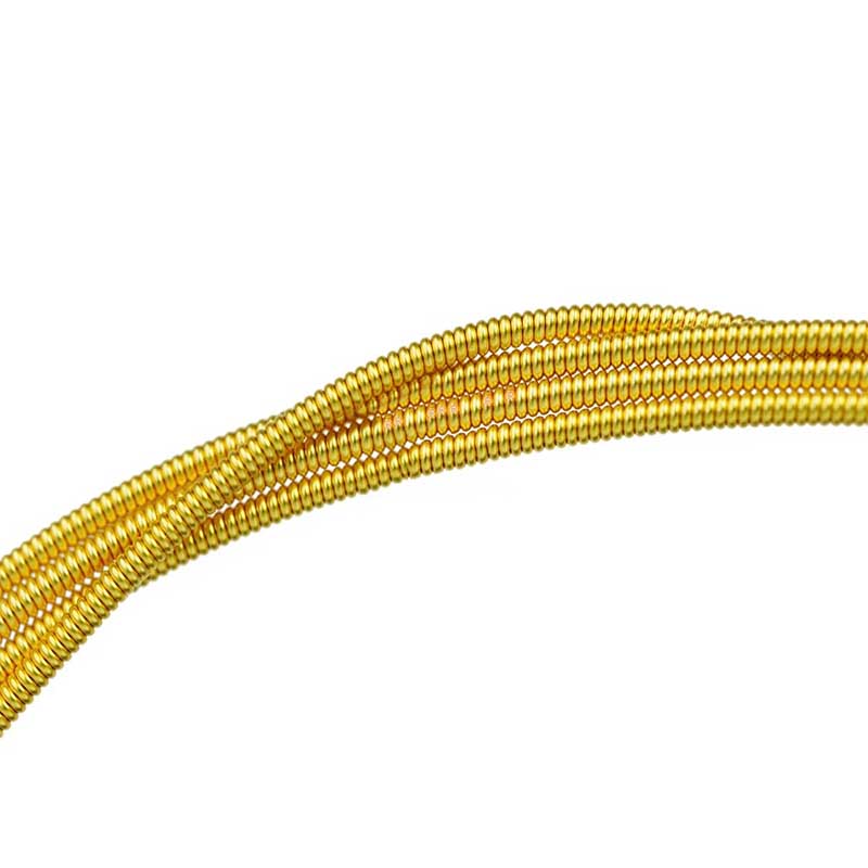 Detailed view of the strings of a classical concert guitar - Crystal clear golden nylon and carbon trebles with a full, rich, and powerful sound.