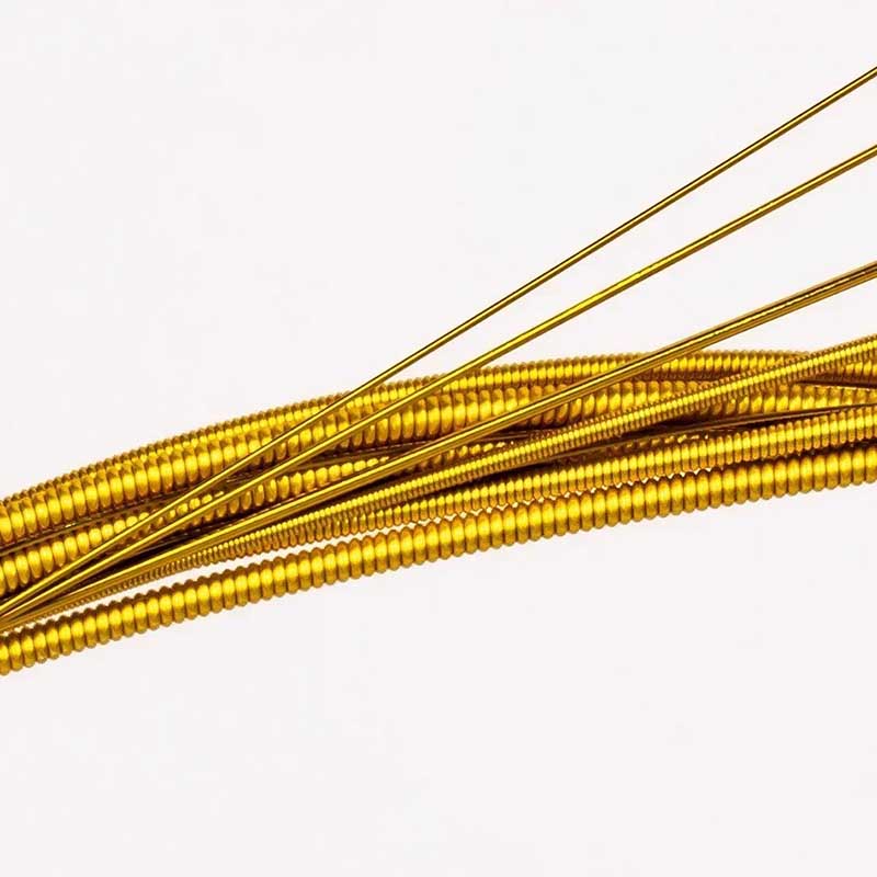 Detailed view of Acoustic Guitar Strings - Full Set Completely Gold Plated, Phosphor Bronze