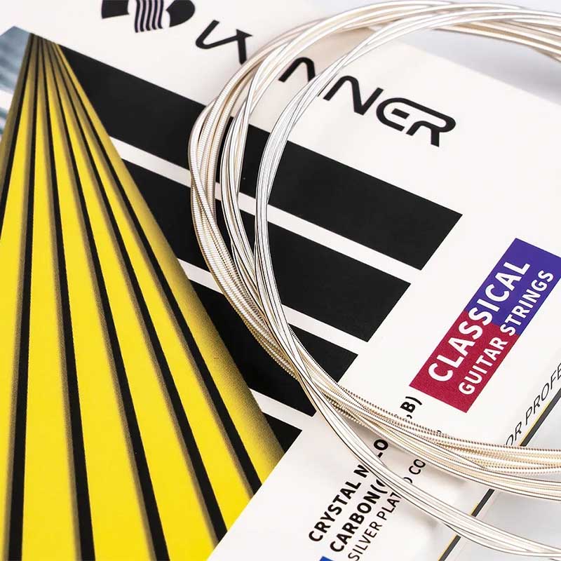 Overall view of guitar strings - classical, strong tension 170