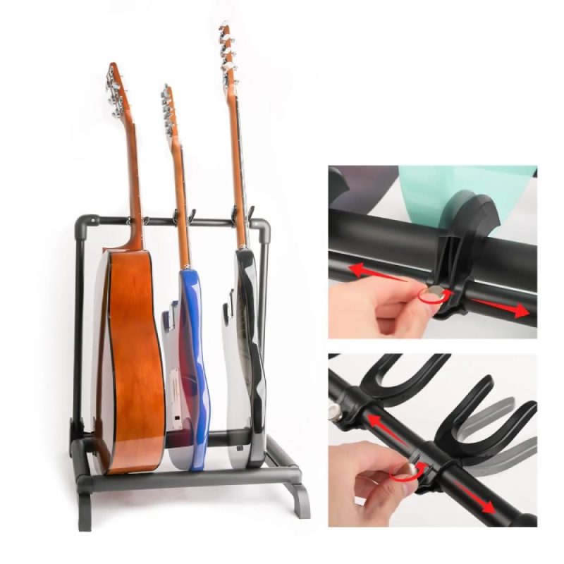 Details of Foldable Multi-Guitar Stand - 3 Electric and Acoustic Instruments