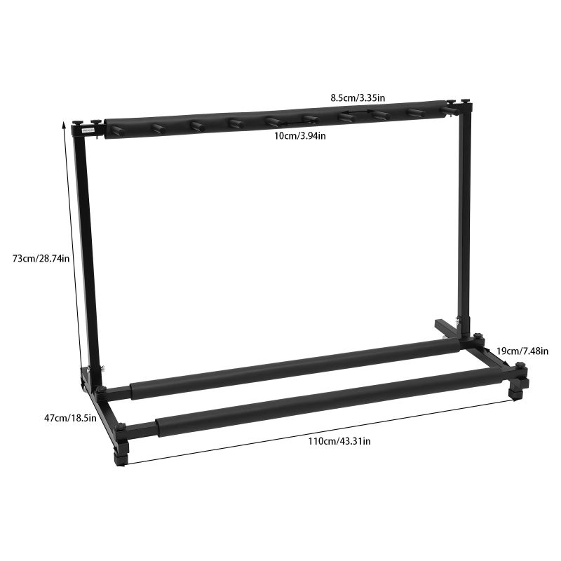 Stage Master' Multi-Guitar Stand Dimensions - 3, 5 or 9 guitars - capacity 9 guitars