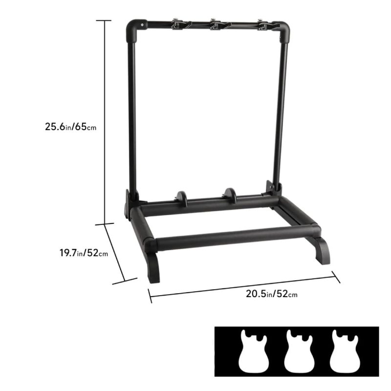 Dimensions of the Foldable Multi-Guitar Stand - 3 Electric and Acoustic Instruments