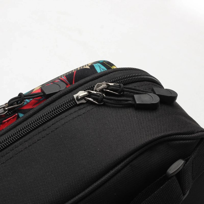 View of the closure of the 'Vibrant Jungle' Ukulele case