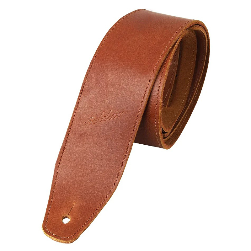 Details of Leather Guitar Strap with Full Floral Design, Classic Elegance