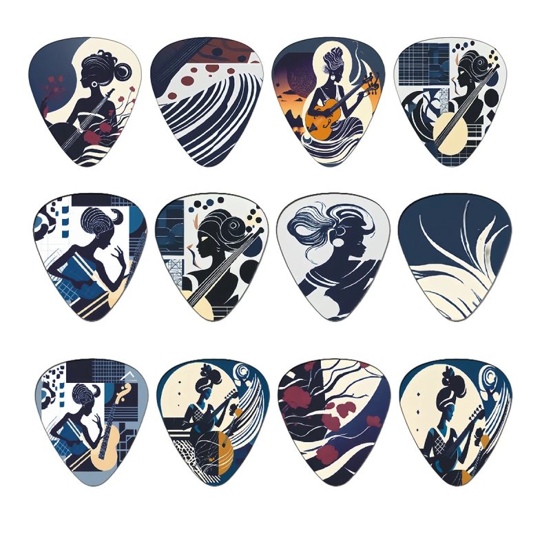 Complete details of the Ethereal Groove Pick Set of 12 - 12 pieces with Metal Box