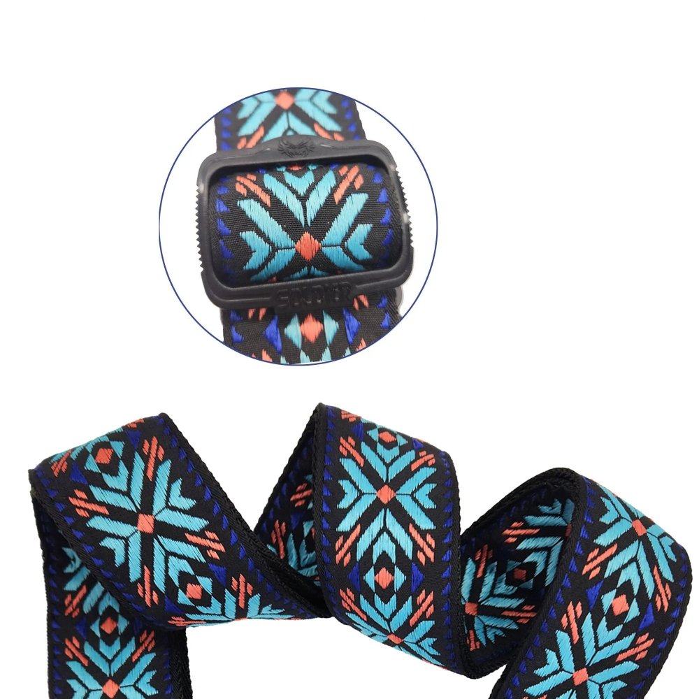 Details of the 'Midnight Flowers' Acoustic Guitar Strap