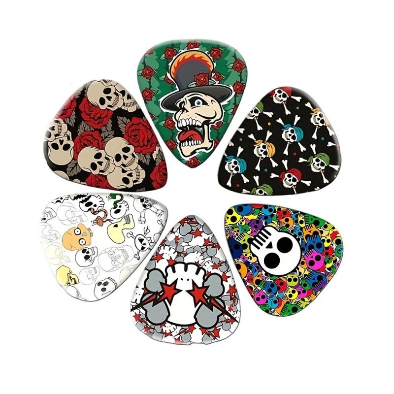 Details of the Set of 6 Skull Festival Guitar Picks