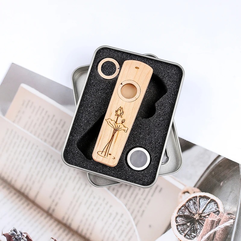 Dimensions of the Sapele Wood Kazoo - Lotus Melody - Model 3