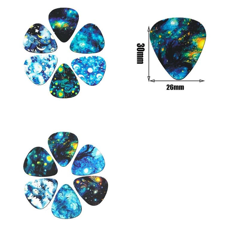 Dimensions of the Set of 6 Cosmos 'Stellar Journey' Guitar Picks