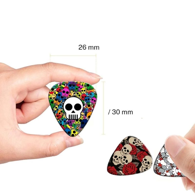Dimensions of the Set of 6 Skull Festival Guitar Picks