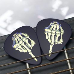 Set of 12 Skeleton Middle Finger Guitar Picks 'Final Chord