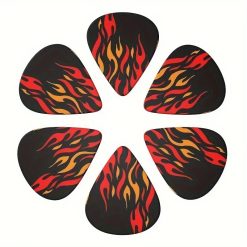 Set of 6 Flame Burst Guitar Picks with complimentary case