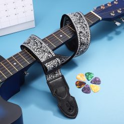 Stunning Guitar Strap Rock 'Black Paisley Elegance