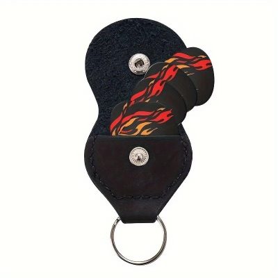 Complete offer of the Set of 6 Flaming Blaze Guitar Picks with complimentary case.