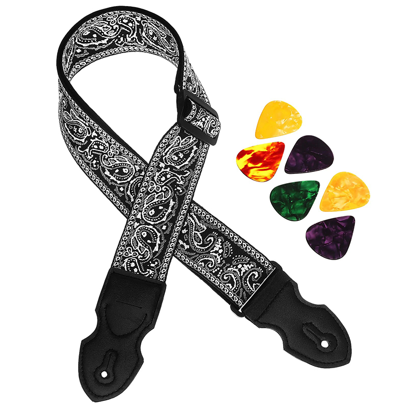 Black Paisley Elegance Rock Guitar Strap