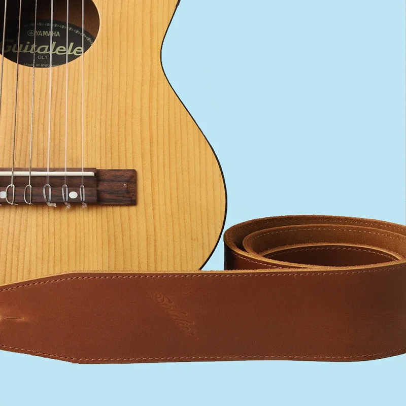 Leather Guitar Strap with Full Design of Classic Elegance Flowers