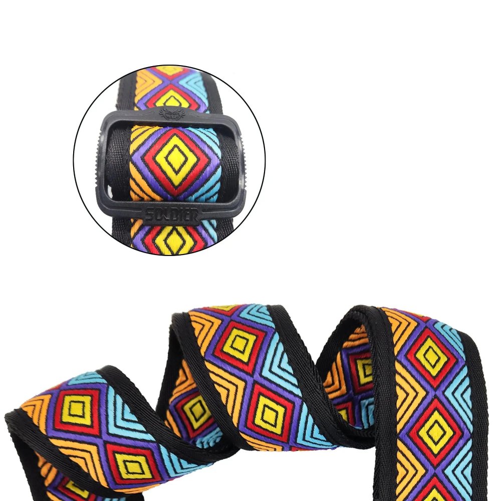 Detailed view of the 'Psychedelic Geometry' Acoustic Guitar Strap