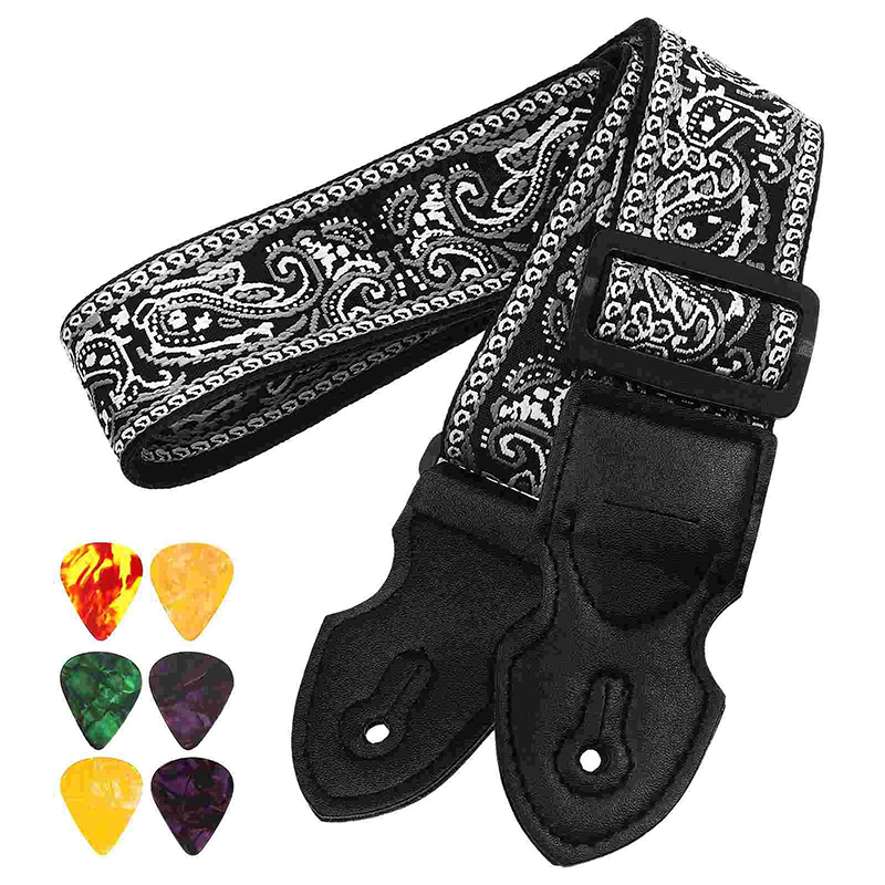 General view of the Rock 'Paisley Black Elegance' guitar strap.
