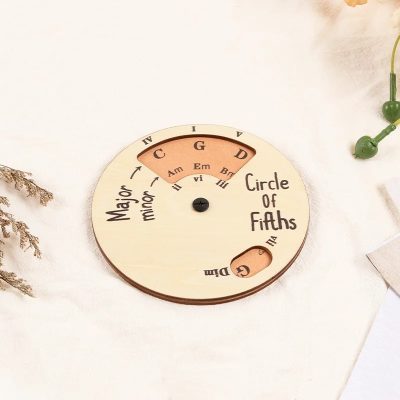 Front Wooden Circle of Fifths - Musical Transposition and Harmony Tool for Guitarists and Composers Model