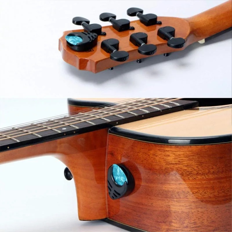 Front Guitar Pick Holder - Compact Self-adhesive Grip - Compact and colorful