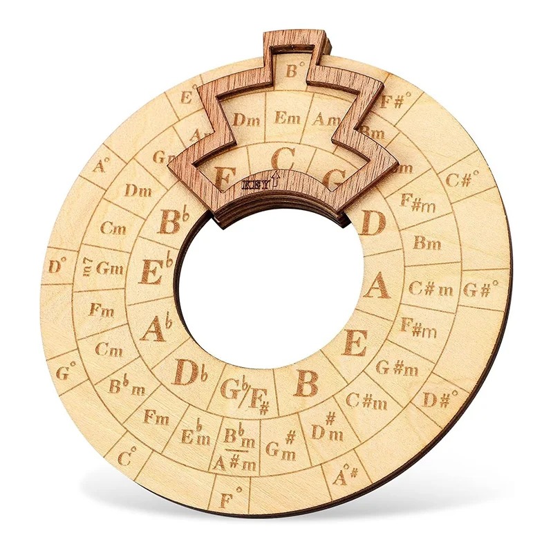 Wooden Circle of Fifths - Transposition and Musical Harmony Tool for Guitarists and Composers Model 2