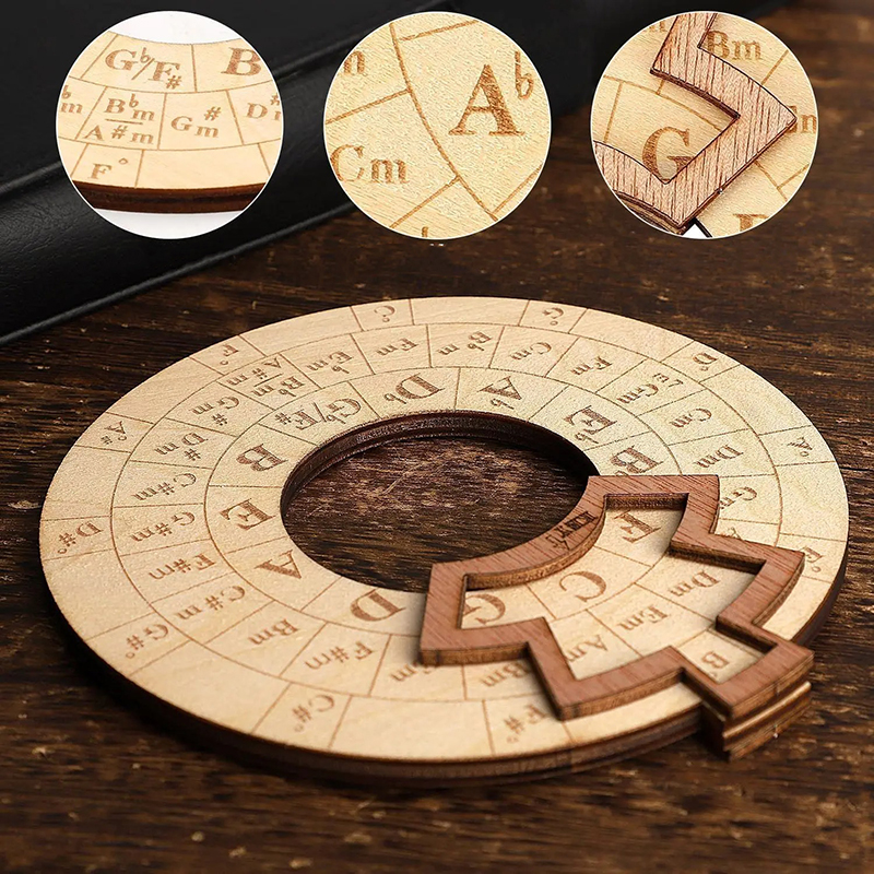 Details Wooden Circle of Fifths - Transposition and Musical Harmony Tool for Guitarists and Composers Model